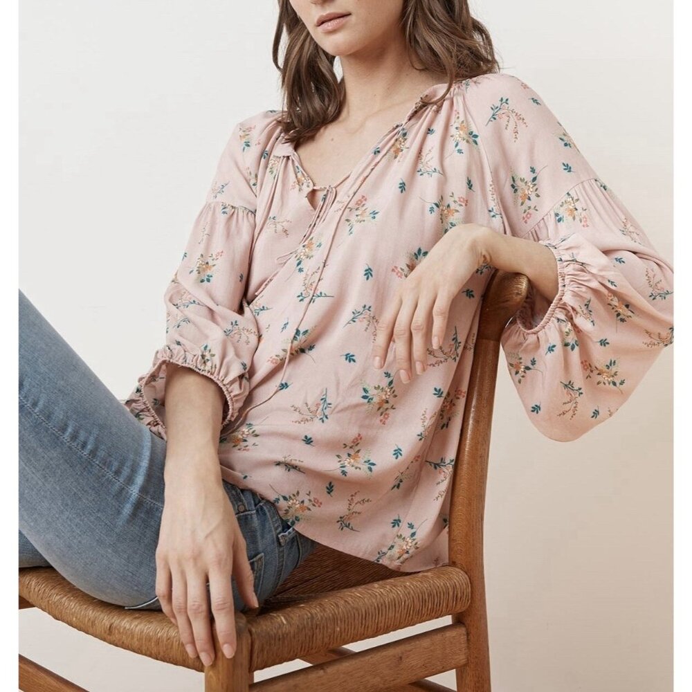 Velvet Graham Spencer Women’s Top Medium Size Sanderine Floral Peasant Blouse - Picture 2 of 11